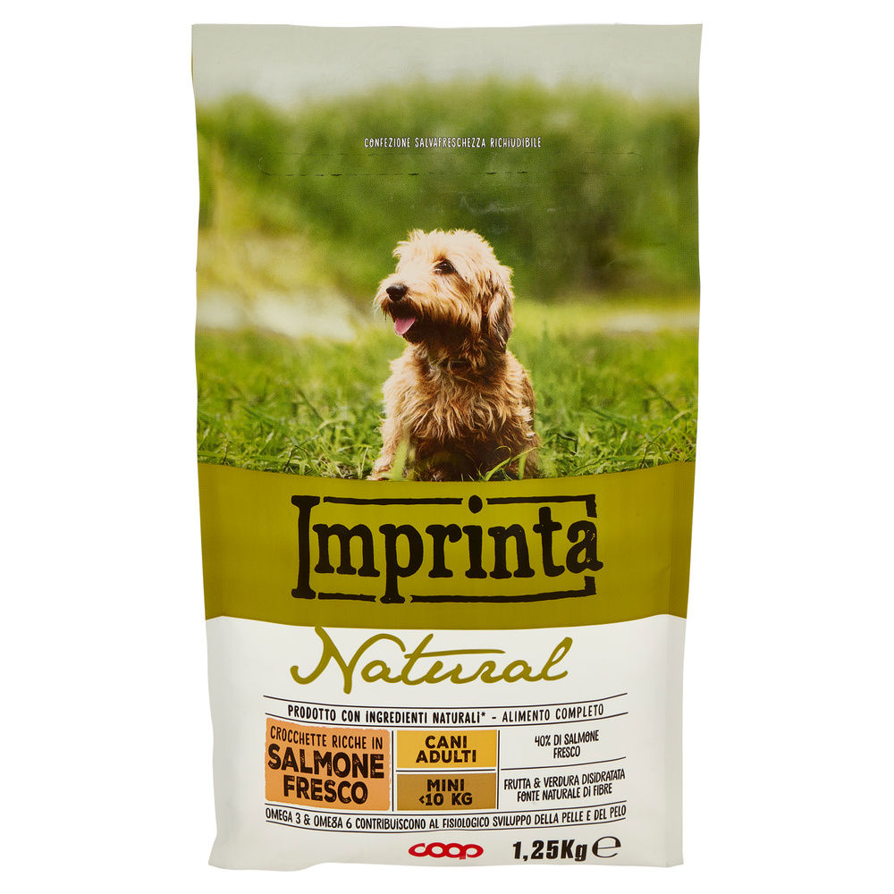 SECCO CANE CROCCHETTE NATURALI CANE SALMONE TG.MINI IMPRINTA COOP KG1,25 - 2