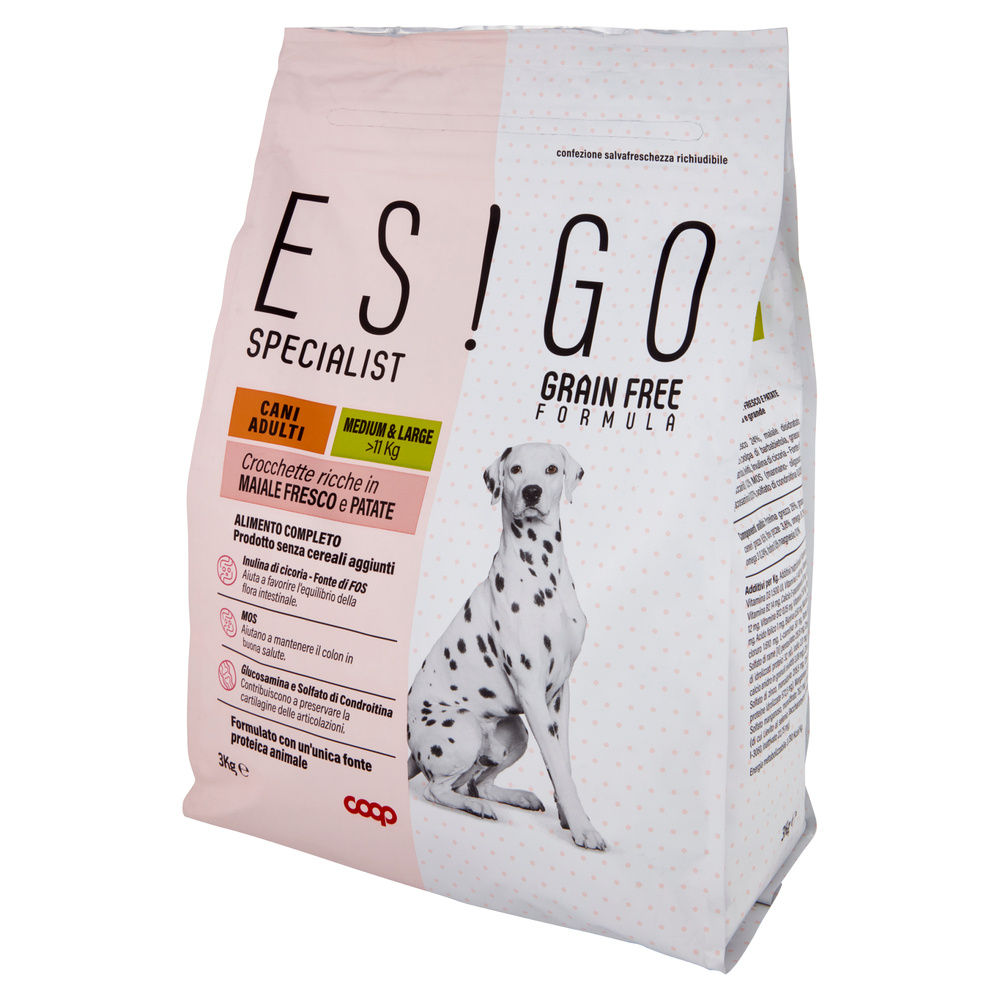 SECCO CANE CROCC.CANI ADULTI GRAINFREE MAIALE TG.MED/LARGE ESIGO SPEC COOP KG3 - 4