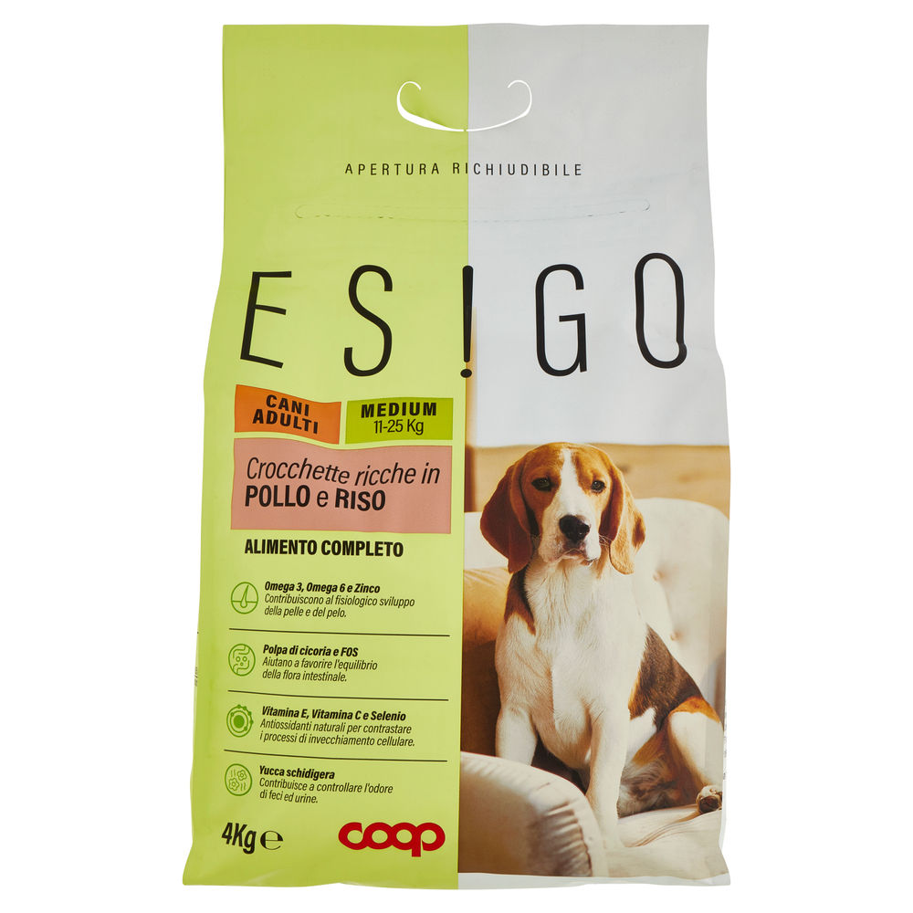 SECCO CANE CROCC.CANI ADULT TG. MEDIUM POLLO E RISO ESIGO COOP KG4 - 0