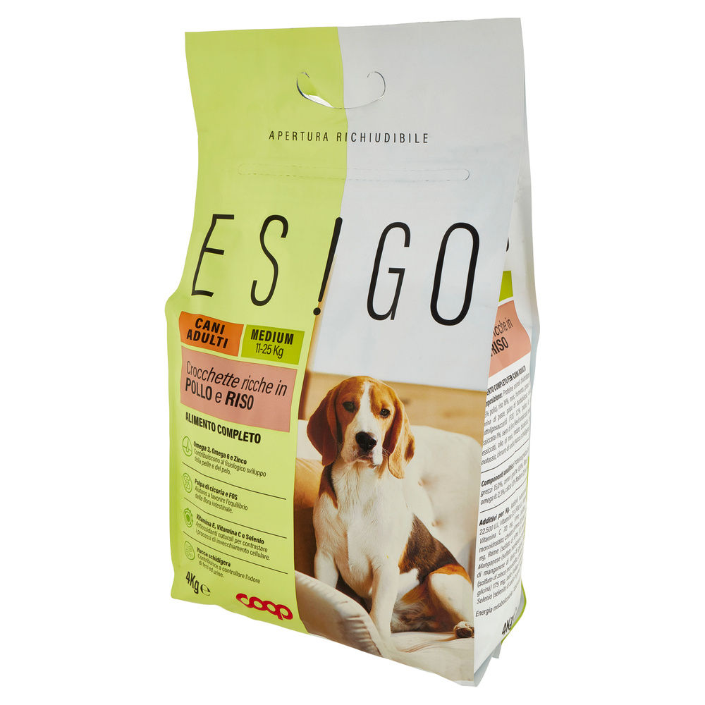 SECCO CANE CROCC.CANI ADULT TG. MEDIUM POLLO E RISO ESIGO COOP KG4 - 8