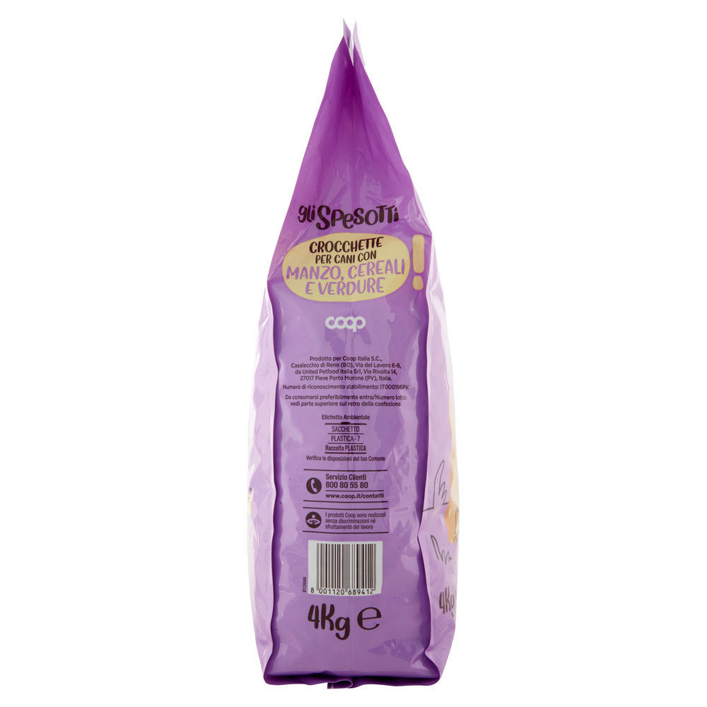 SECCO CANE CROCCHETTE PER CANI MANZO/CEREALI/VERDURE GLI SPESOTTI COOP KG.4 - 4