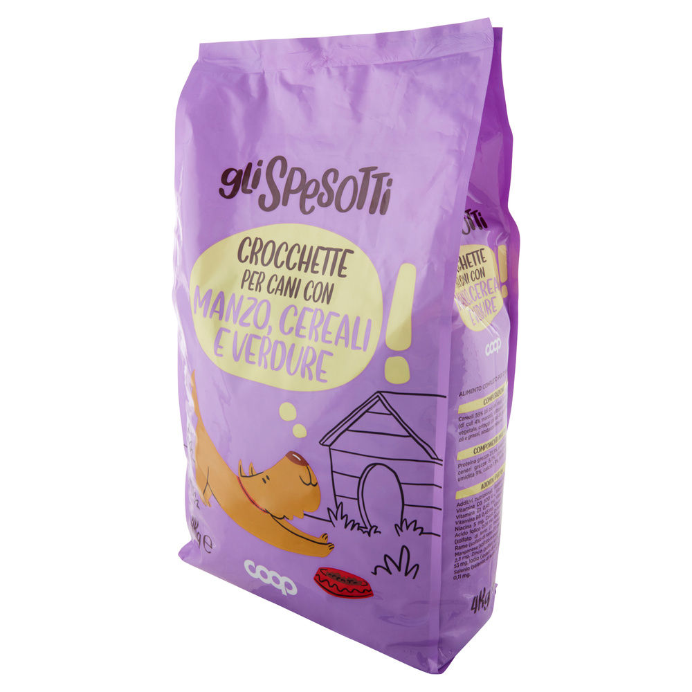 SECCO CANE CROCCHETTE PER CANI MANZO/CEREALI/VERDURE GLI SPESOTTI COOP KG.4 - 8