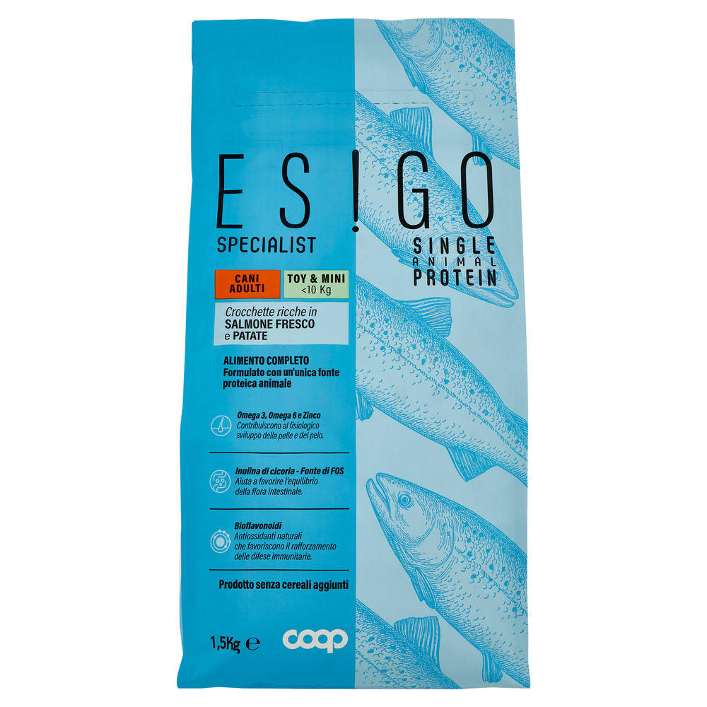 SECCO CANE CROCC.CANI ADULTI MONOPR.SALM/PAT TG.TOY/MINI ESIGO SPEC COOP KG1,5 - 0
