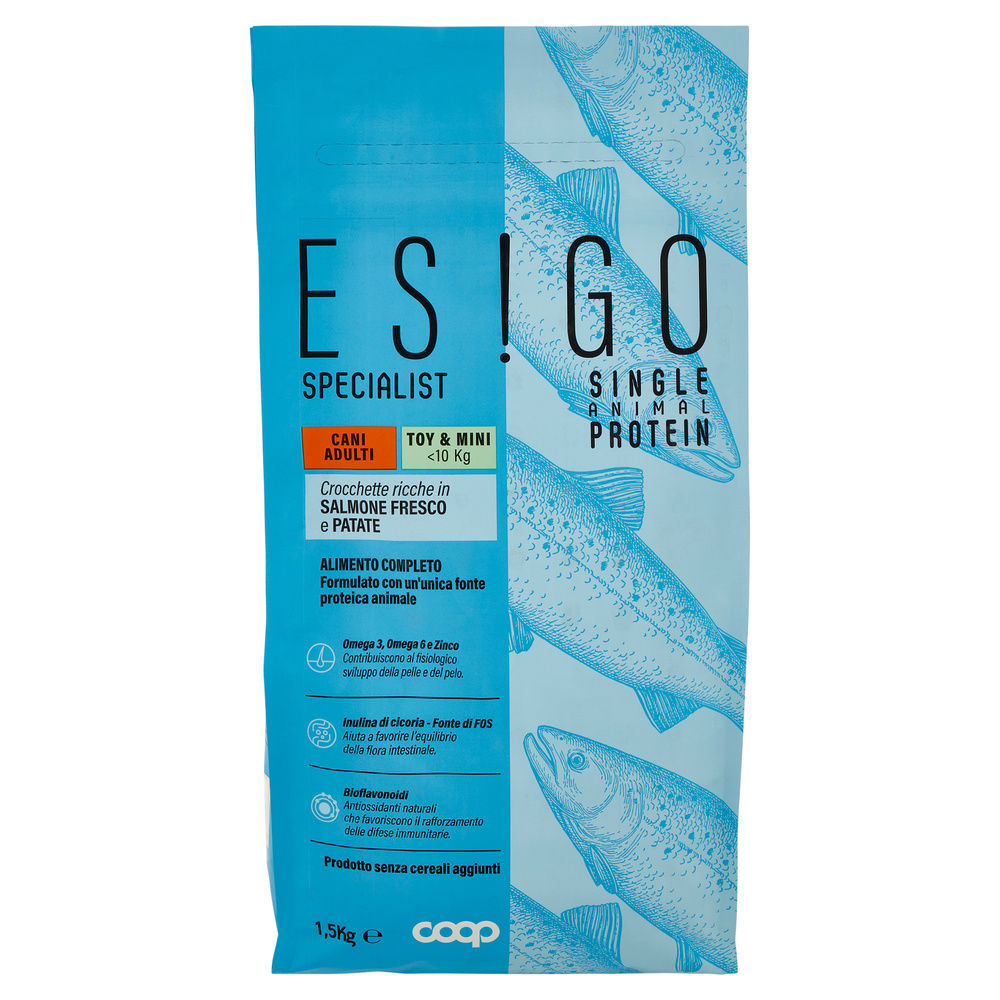SECCO CANE CROCC.CANI ADULTI MONOPR.SALM/PAT TG.TOY/MINI ESIGO SPEC COOP KG1,5 - 2