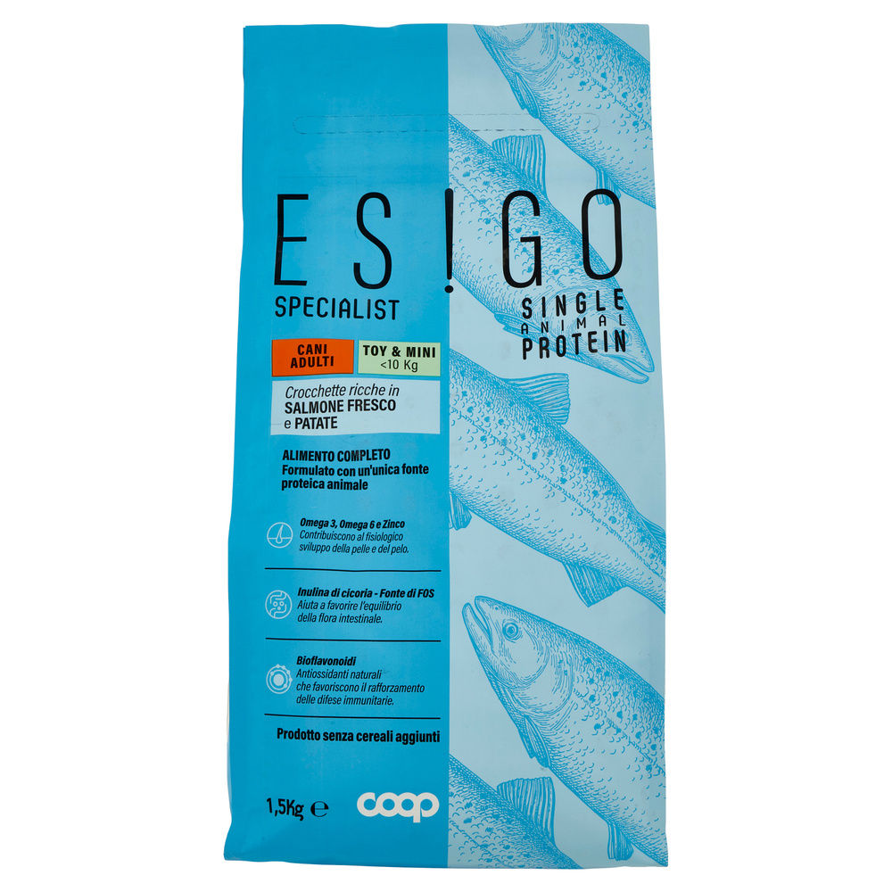 SECCO CANE CROCC.CANI ADULTI MONOPR.SALM/PAT TG.TOY/MINI ESIGO SPEC COOP KG1,5 - 3