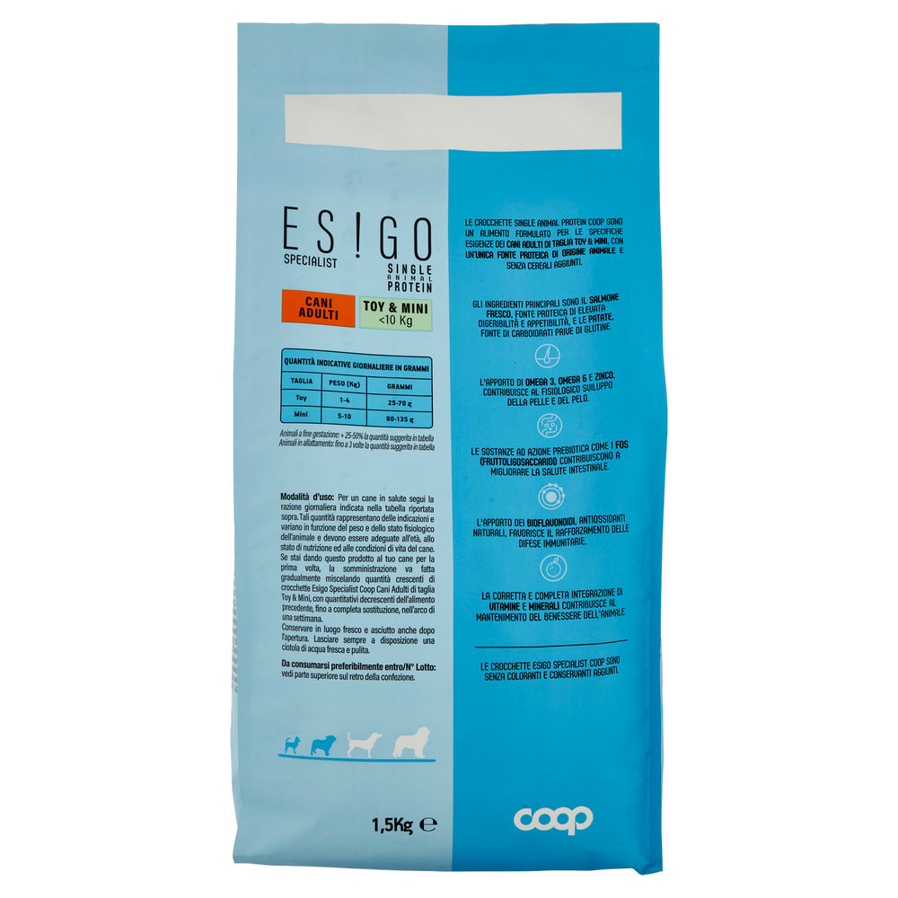 SECCO CANE CROCC.CANI ADULTI MONOPR.SALM/PAT TG.TOY/MINI ESIGO SPEC COOP KG1,5 - 1