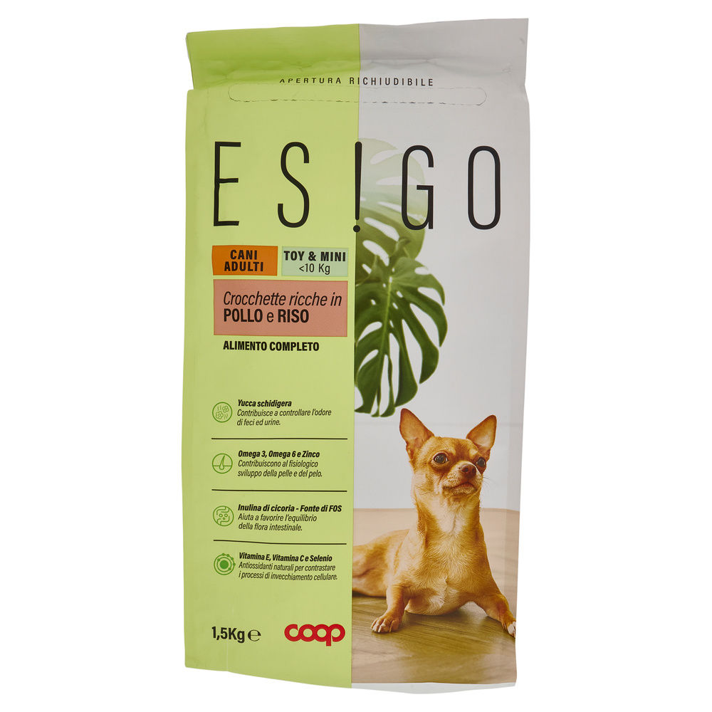 SECCO CANE CROCC.PER CANI ADULTI TG.TOY/MINI POLLO/RISO ESIGO COOP KG1,5 - 5