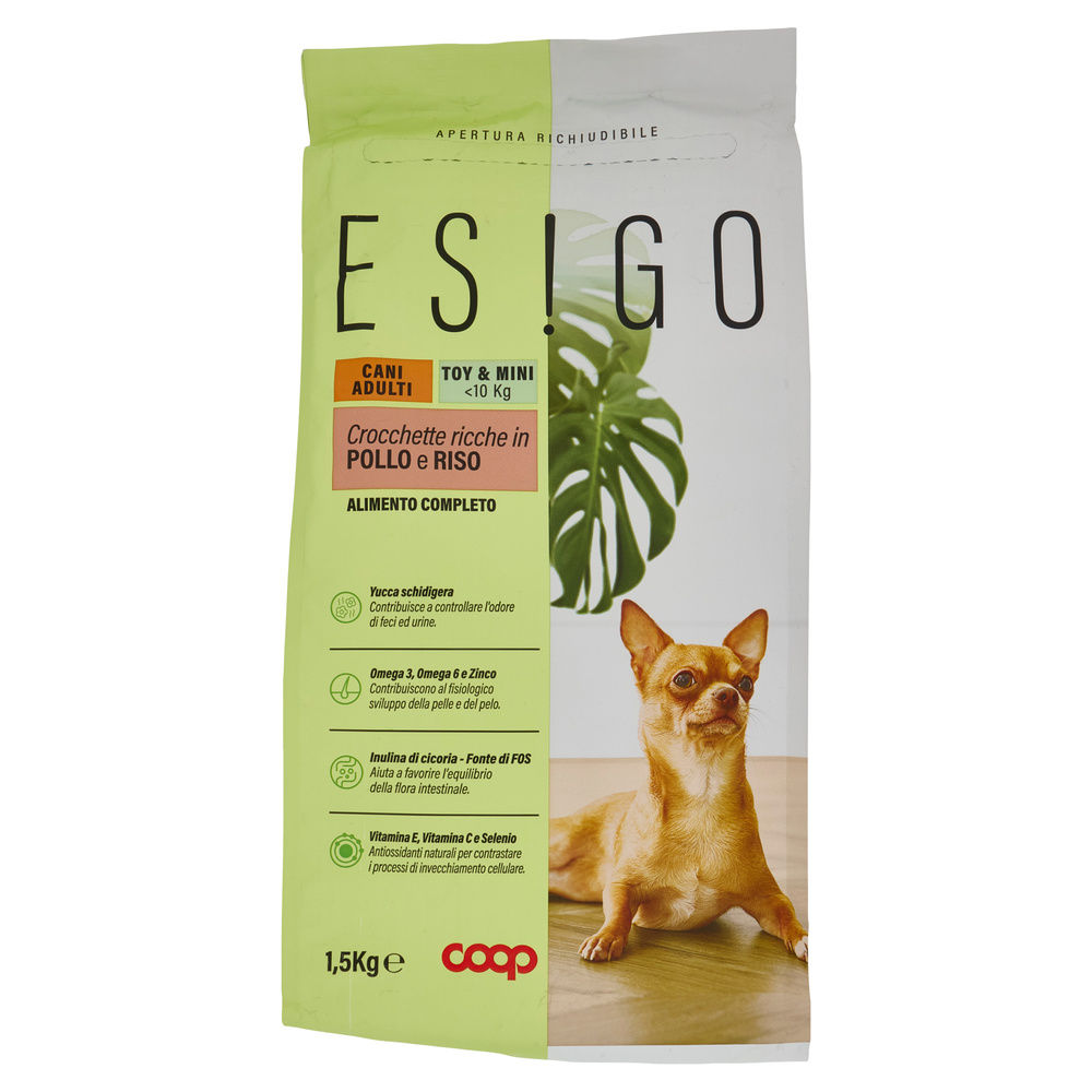SECCO CANE CROCC.PER CANI ADULTI TG.TOY/MINI POLLO/RISO ESIGO COOP KG1,5 - 7