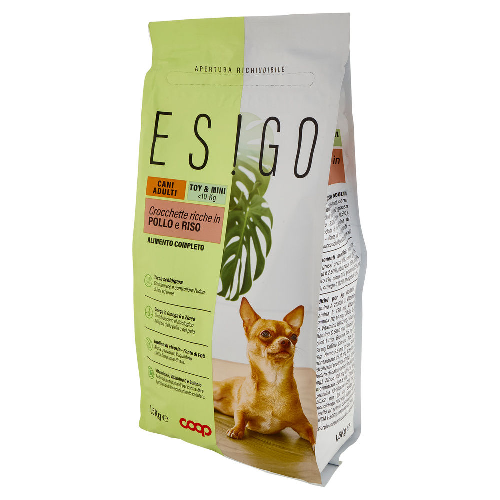 SECCO CANE CROCC.PER CANI ADULTI TG.TOY/MINI POLLO/RISO ESIGO COOP KG1,5 - 8