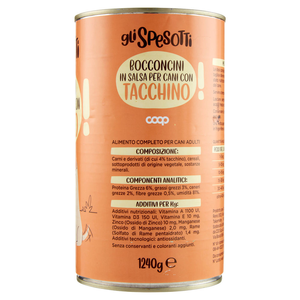 UMIDO CANE BOCCONCINI PER CANI TACCHINO LATTINA GLI SPESOTTI COOP KG 1,24 - 5