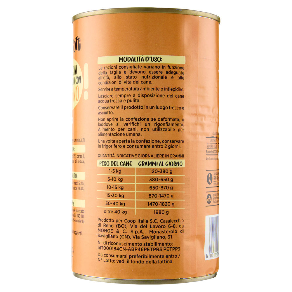 UMIDO CANE BOCCONCINI PER CANI TACCHINO LATTINA GLI SPESOTTI COOP KG 1,24 - 12