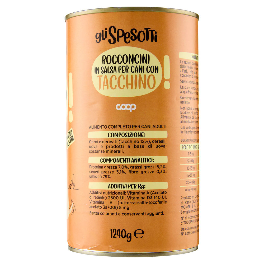 UMIDO CANE BOCCONCINI PER CANI TACCHINO LATTINA GLI SPESOTTI COOP KG 1,24 - 11