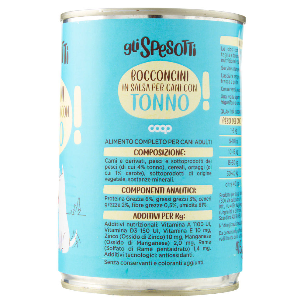 UMIDO CANE BOCCONCINI PER CANI TONNO E CAROTE LATTINA GLI SPESOTTI COOP G415 - 5