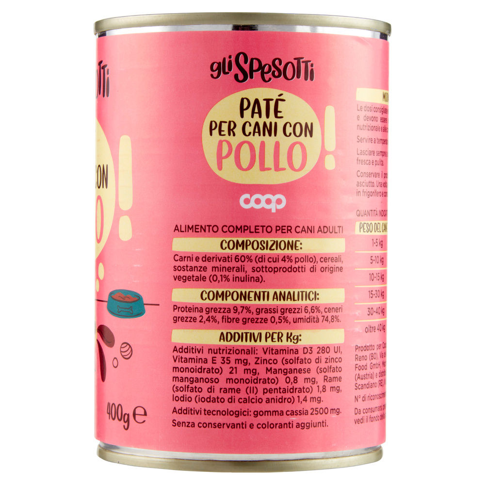 UMIDO CANE PATE' PER CANI POLLO LATTINA GLI SPESOTTI COOP G400 - 5