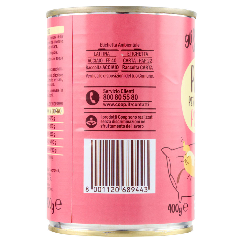 UMIDO CANE PATE' PER CANI POLLO LATTINA GLI SPESOTTI COOP G400 - 14