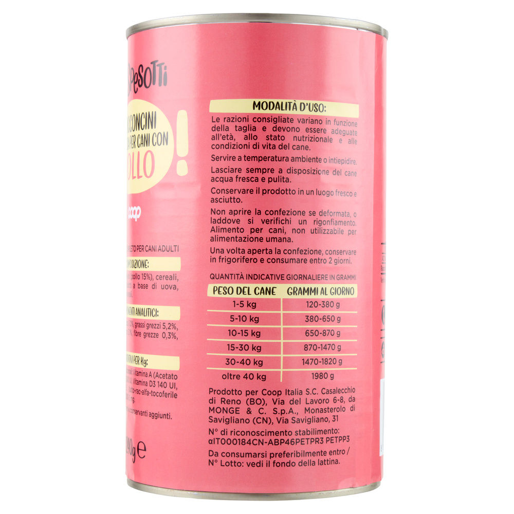 UMIDO CANE BOCCONCINI PER CANI POLLO LATTINA GLI SPESOTTI COOP KG 1,24 - 13