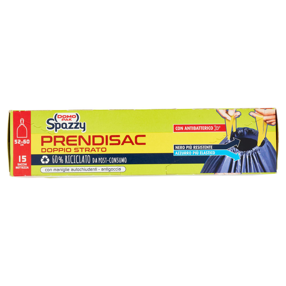 SACCHI PRENDI SAC DOMOPAK SPAZZY LT30 C/MANIGLIE BLU/NERO CM52X60 SCATOLA PZ.15 - 5