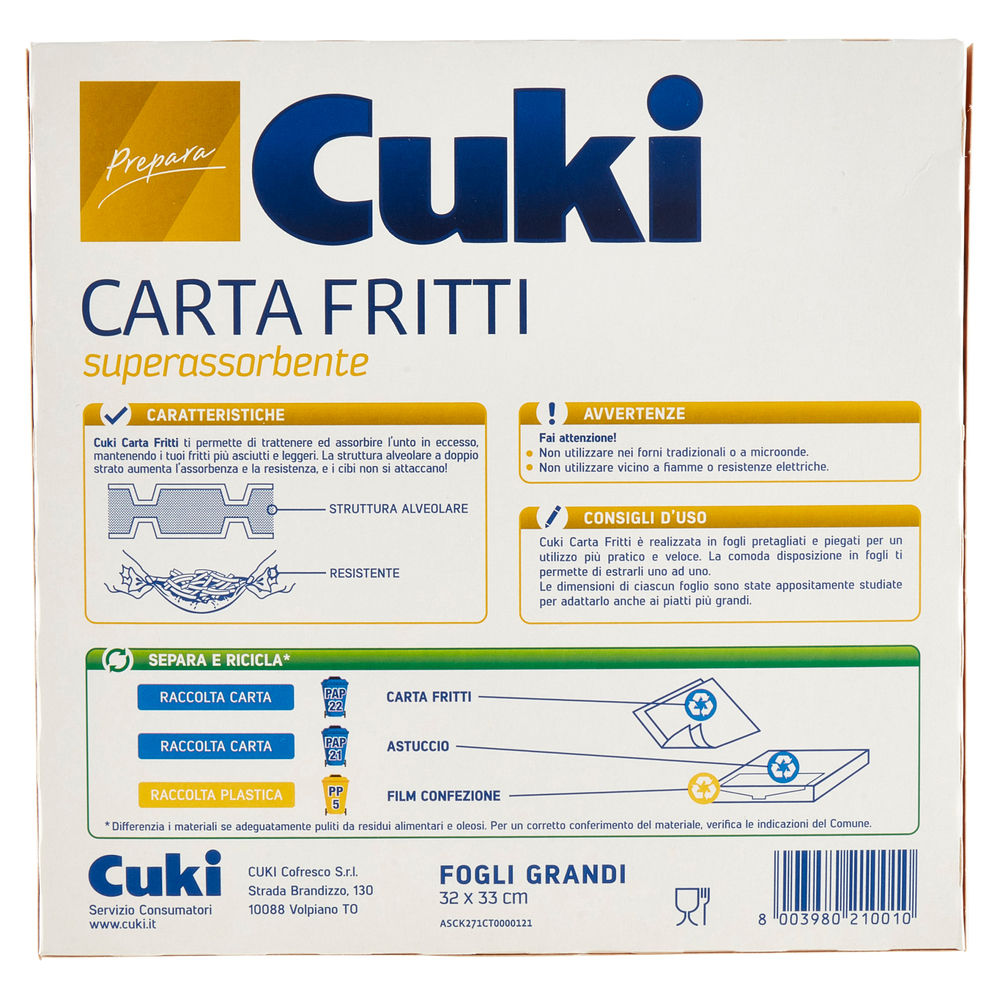 CARTA PER FRITTI 20 FOGLI CUKI - 1