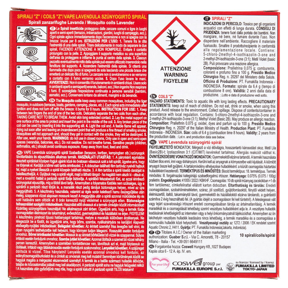 REPULSIVO SPIRALI VAPE PROFUMAZIONI ASSORTITE PZ.10 - 1