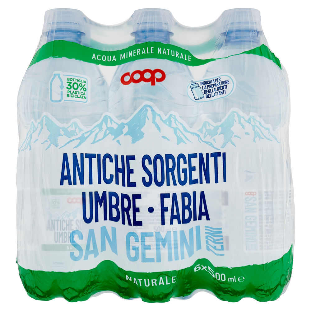 ACQUA MINERALE COOP NATURALE ANTICHE SORGENTI UMBRE FABIA RPET CLUSTER ML500X6 - 0