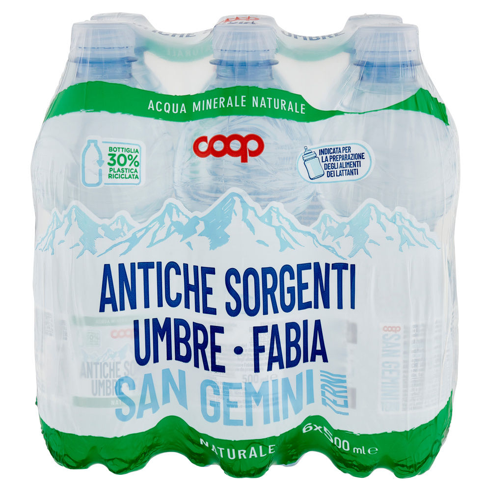 ACQUA MINERALE COOP NATURALE ANTICHE SORGENTI UMBRE FABIA RPET CLUSTER ML500X6 - 8