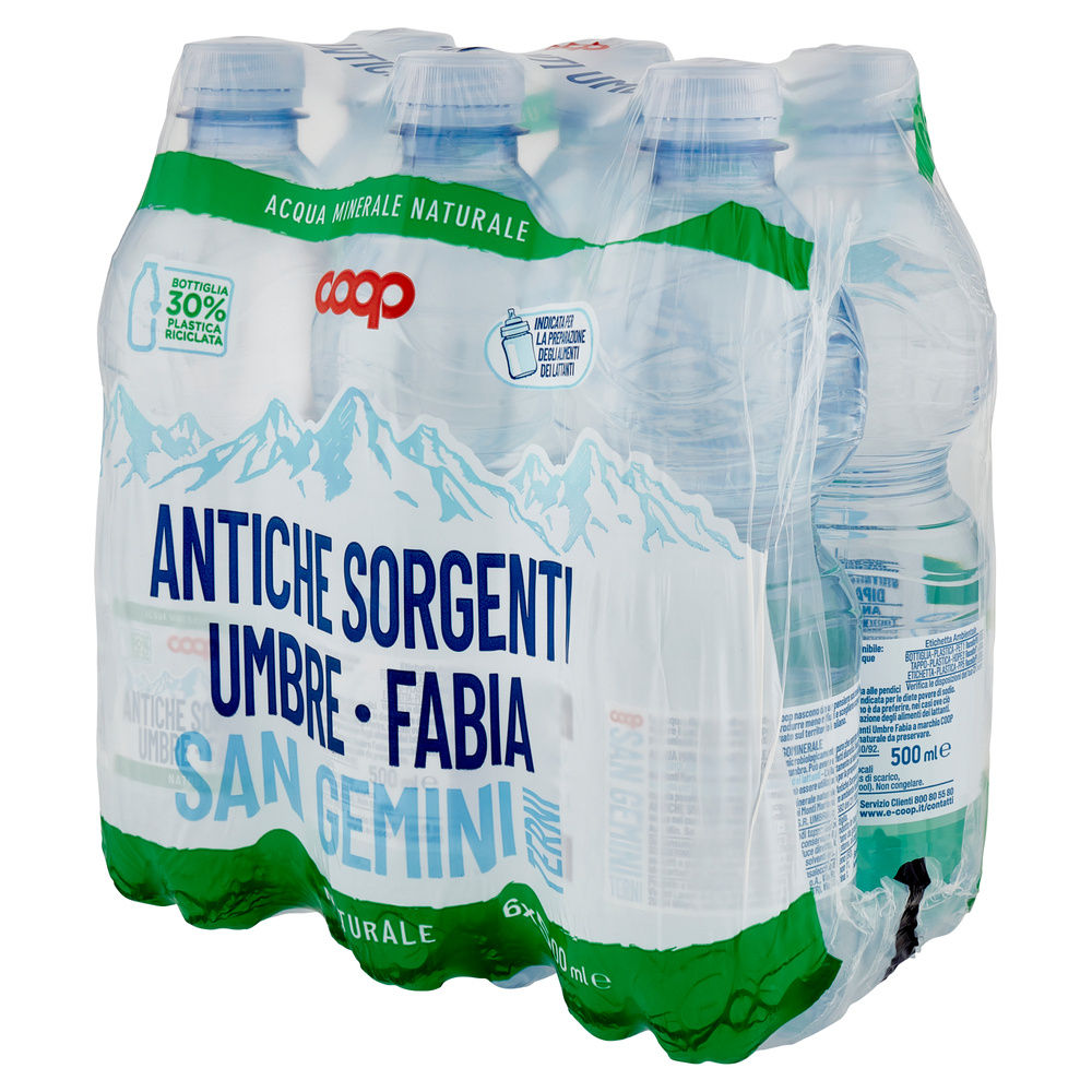 ACQUA MINERALE COOP NATURALE ANTICHE SORGENTI UMBRE FABIA RPET CLUSTER ML500X6 - 7