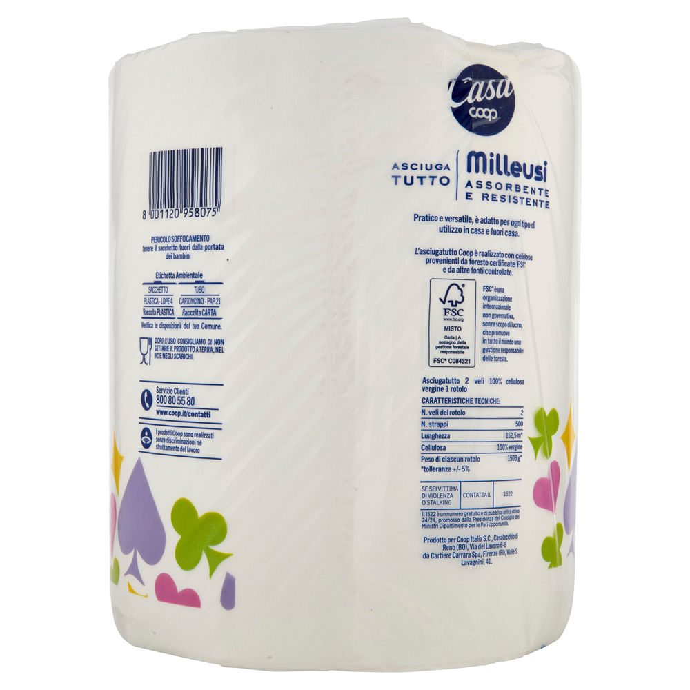ASCIUGATUTTO MILLEUSI BOBINA COOP CASA 500 STRAPPI FSC PZ.1 - 12
