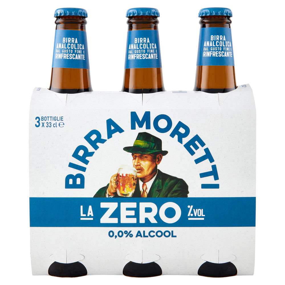 Birra moretti zero bottiglia cluster ml 330 x 3