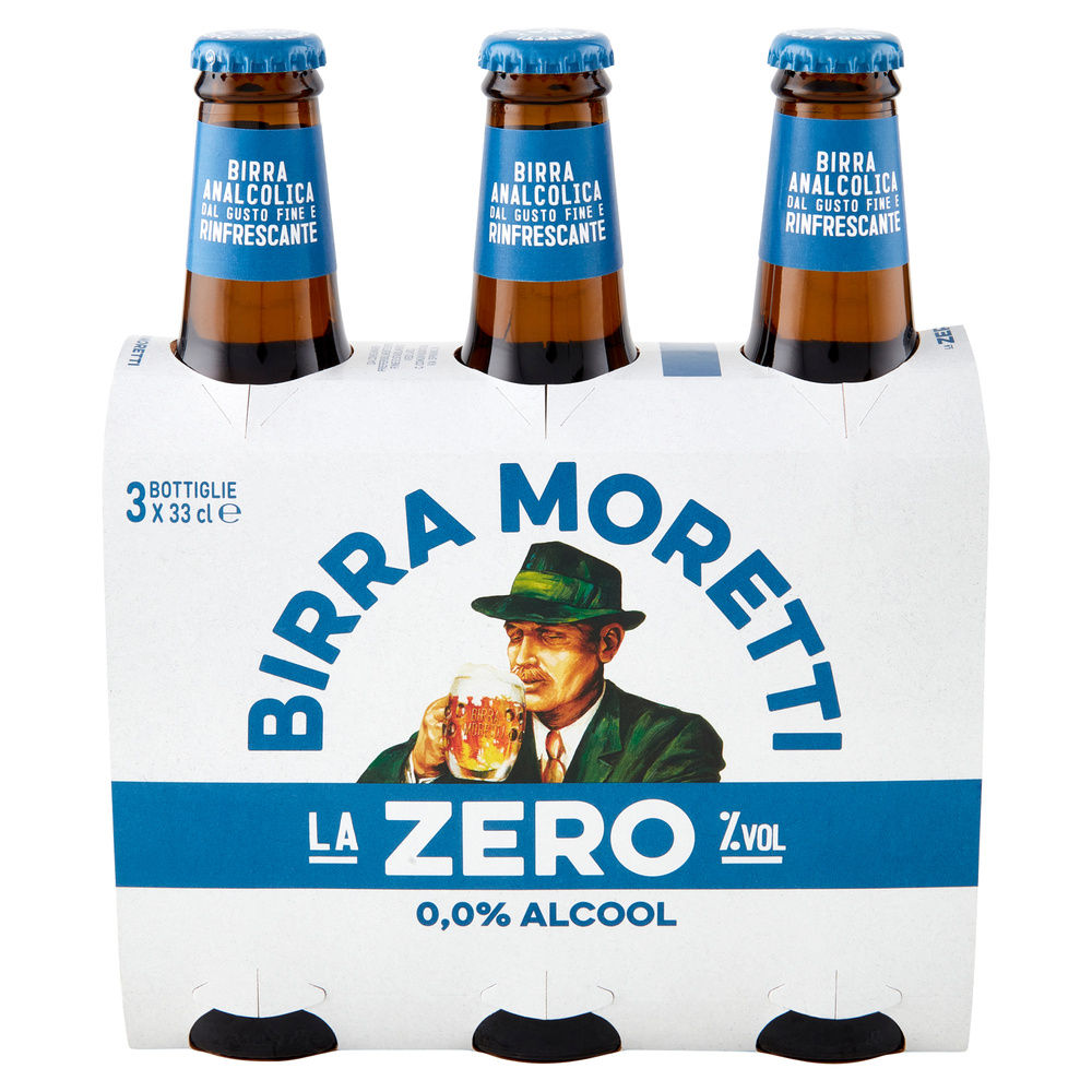 BIRRA MORETTI ZERO BOTTIGLIA CLUSTER ML 330 X 3 - 2