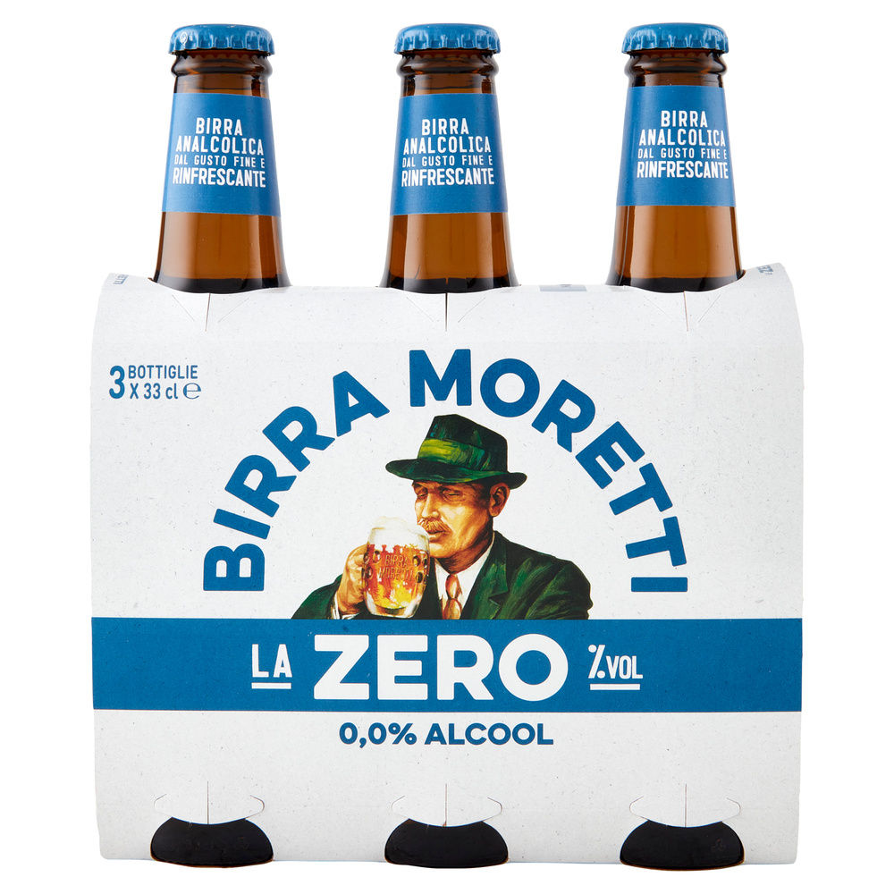 BIRRA MORETTI ZERO BOTTIGLIA CLUSTER ML 330 X 3 - 3