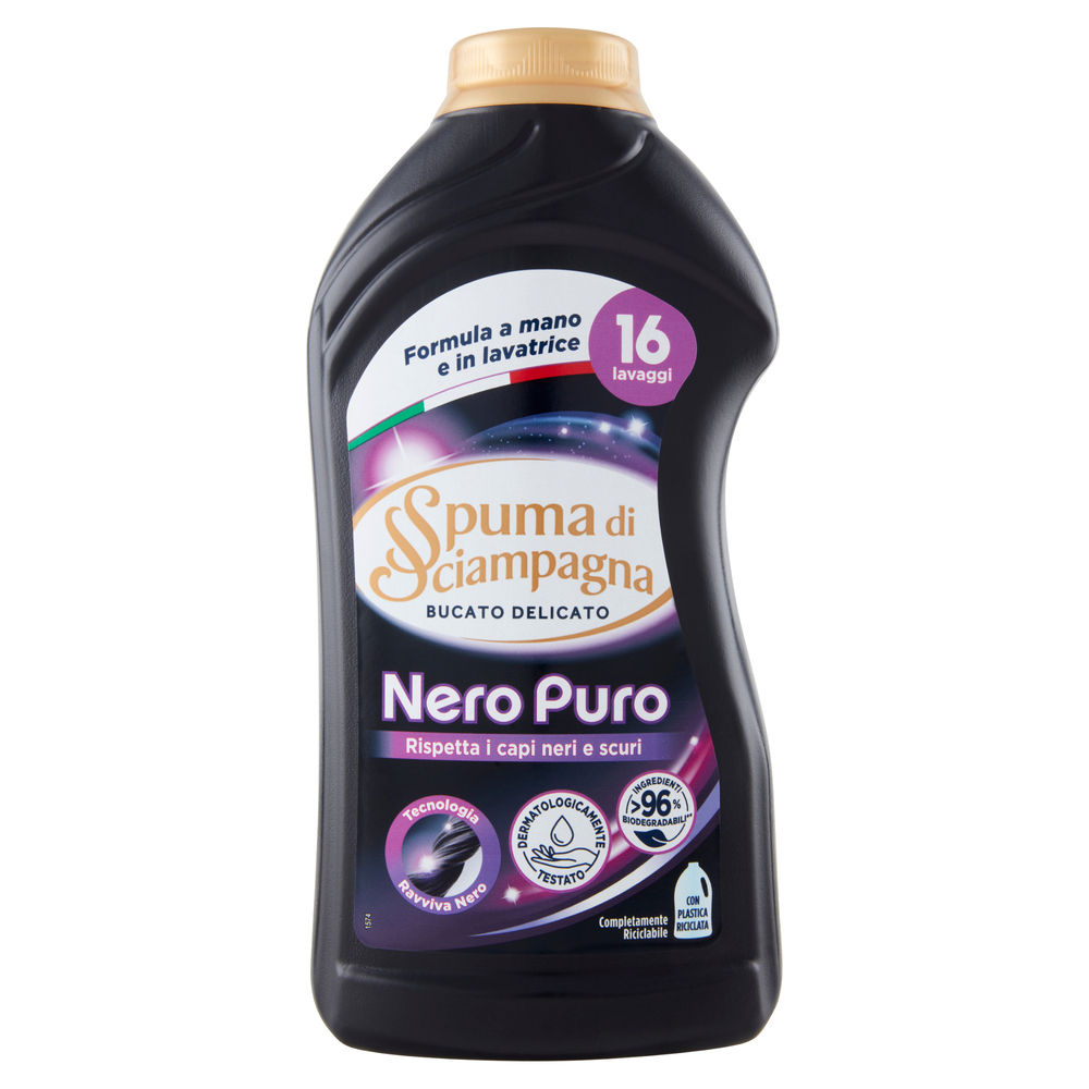 Detersivo liquido delicati spuma di sciampagna igienizzante nero puro 16lv l 0,8