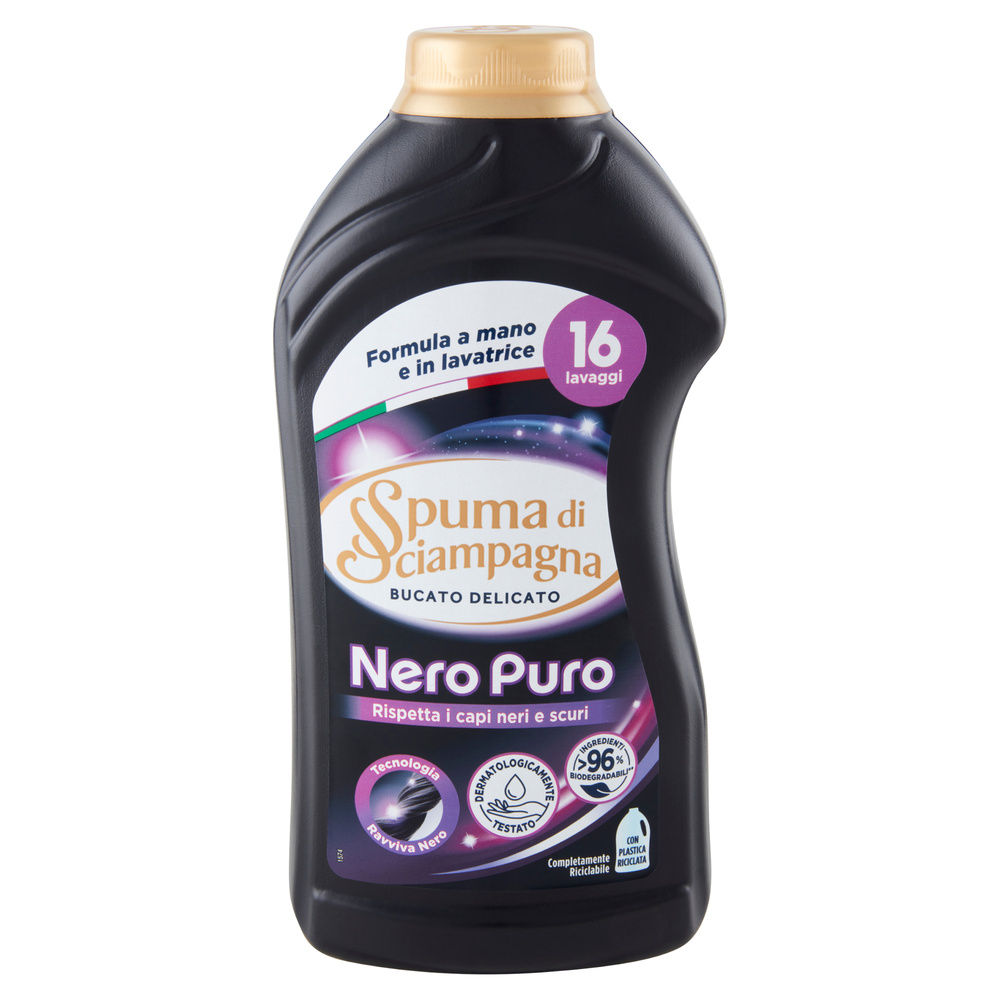 DETERSIVO LIQUIDO DELICATI SPUMA DI SCIAMPAGNA IGIENIZZANTE NERO PURO 16LV L 0,8 - 6