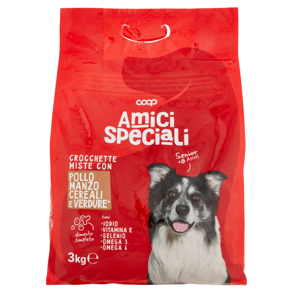 Secco cane crocchette cane senior amici speciali coop pollo/manzo/cer/verd kg.3