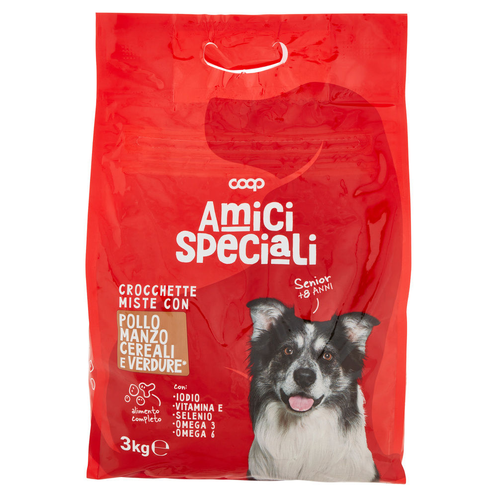 SECCO CANE CROCCHETTE CANE SENIOR AMICI SPECIALI COOP POLLO/MANZO/CER/VERD KG.3 - 3