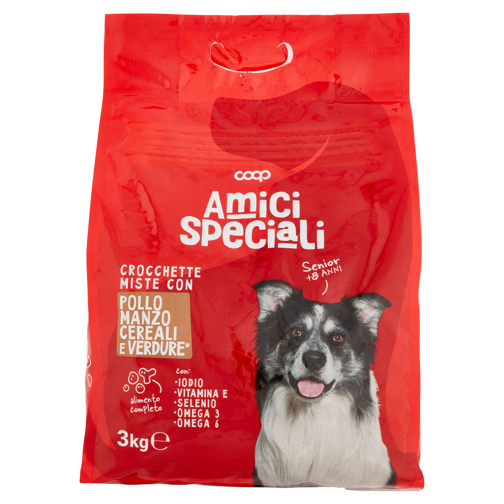 SECCO CANE CROCCHETTE CANE SENIOR AMICI SPECIALI COOP POLLO/MANZO/CER/VERD KG.3 - 4