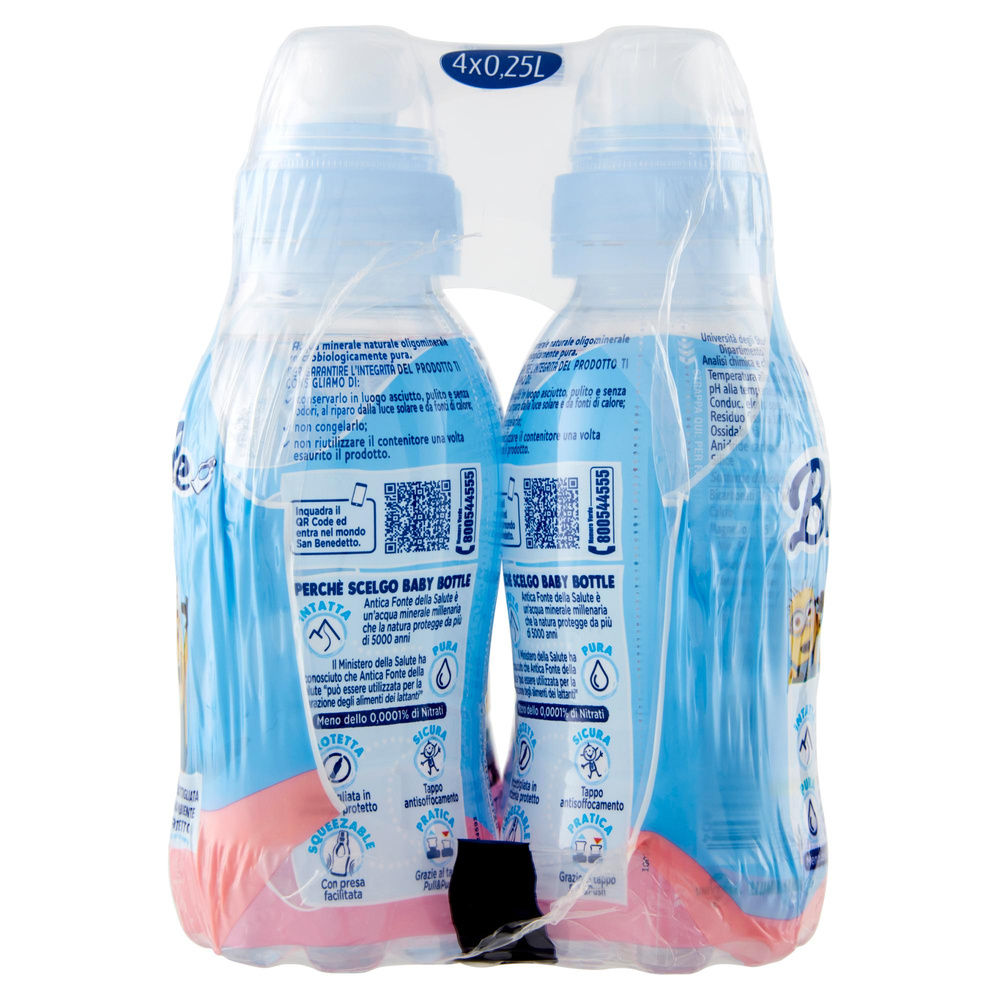 ACQUA MINERALE NATURALE SAN BENEDETTO BABY-BOTTLE CLUSTER PET ML 250 X 4 - 6