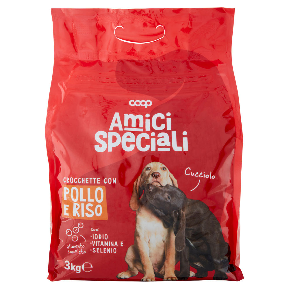 Secco cane crocchette per cani cuccioli amici speciali coop pollo/riso kg 3