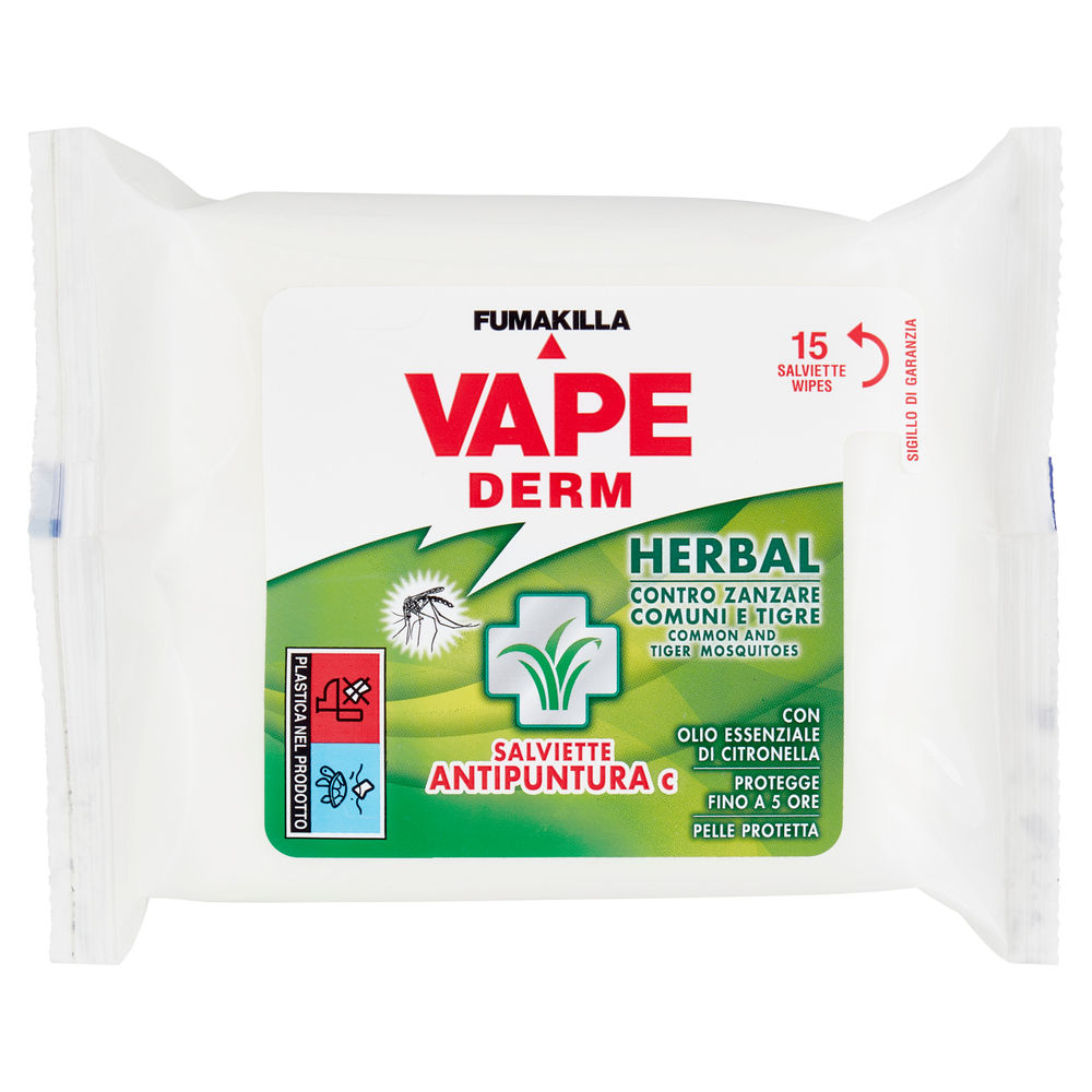 SALVIETTE ANTIPUNTURA VAPE DERM HERBAL PZ.15 - 0