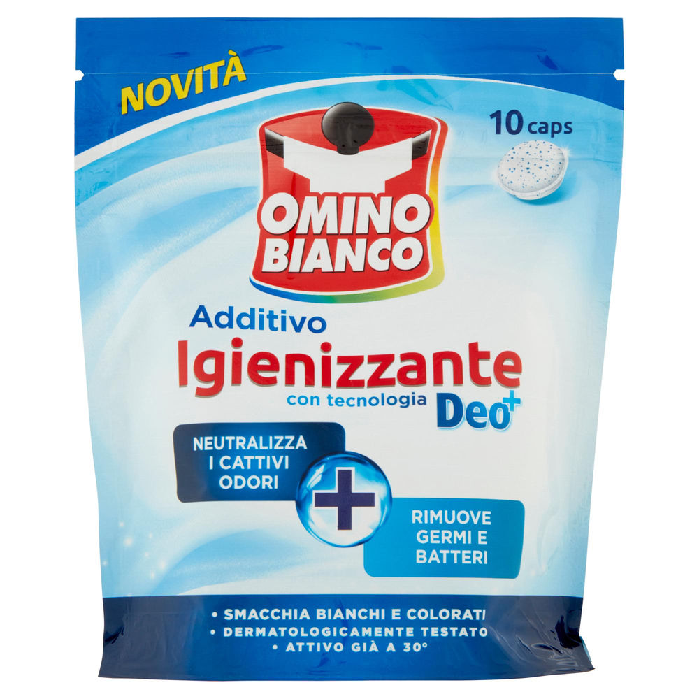 ADD. SMACCHIATORE IGIENIZZANTE OMINO BIANCO 100 PIU' IDROCAPS BUSTA PZ.10 G.200 - 0