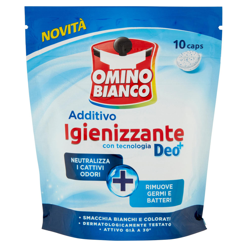 ADD. SMACCHIATORE IGIENIZZANTE OMINO BIANCO 100 PIU' IDROCAPS BUSTA PZ.10 G.200 - 2