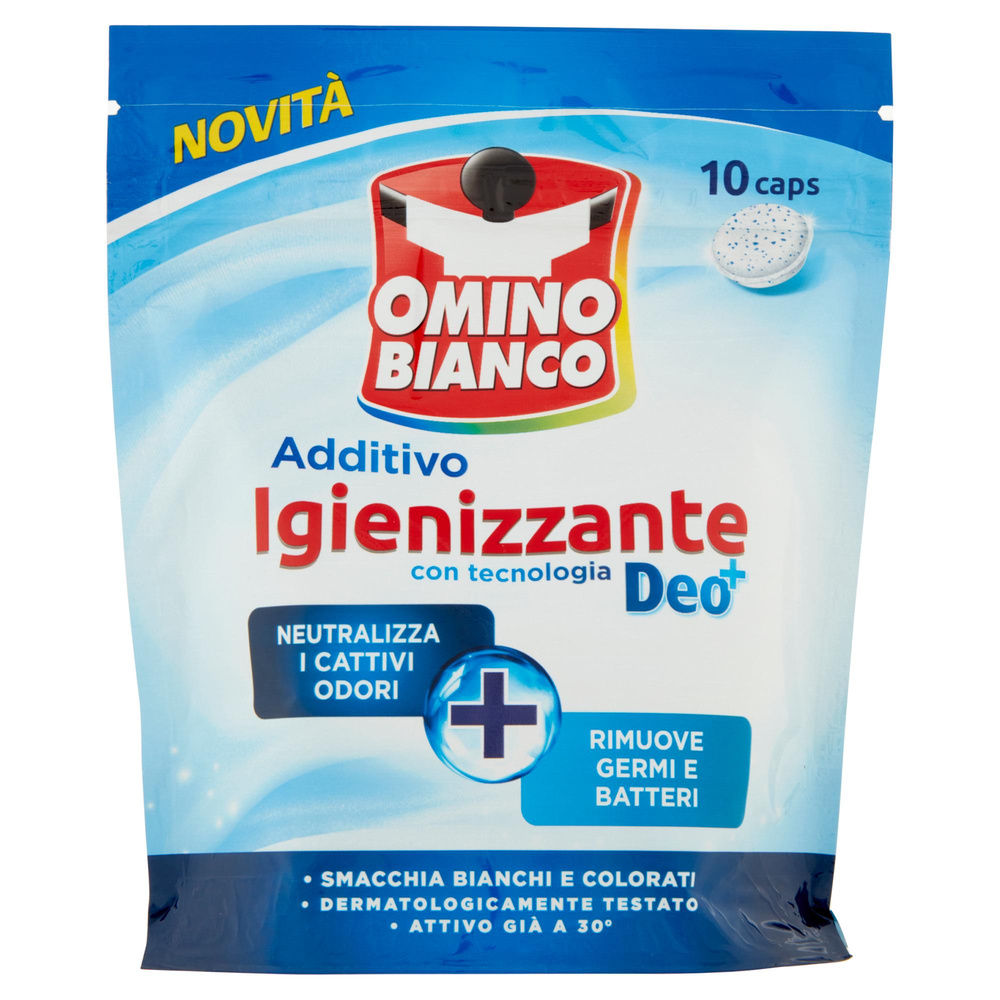 ADD. SMACCHIATORE IGIENIZZANTE OMINO BIANCO 100 PIU' IDROCAPS BUSTA PZ.10 G.200 - 3