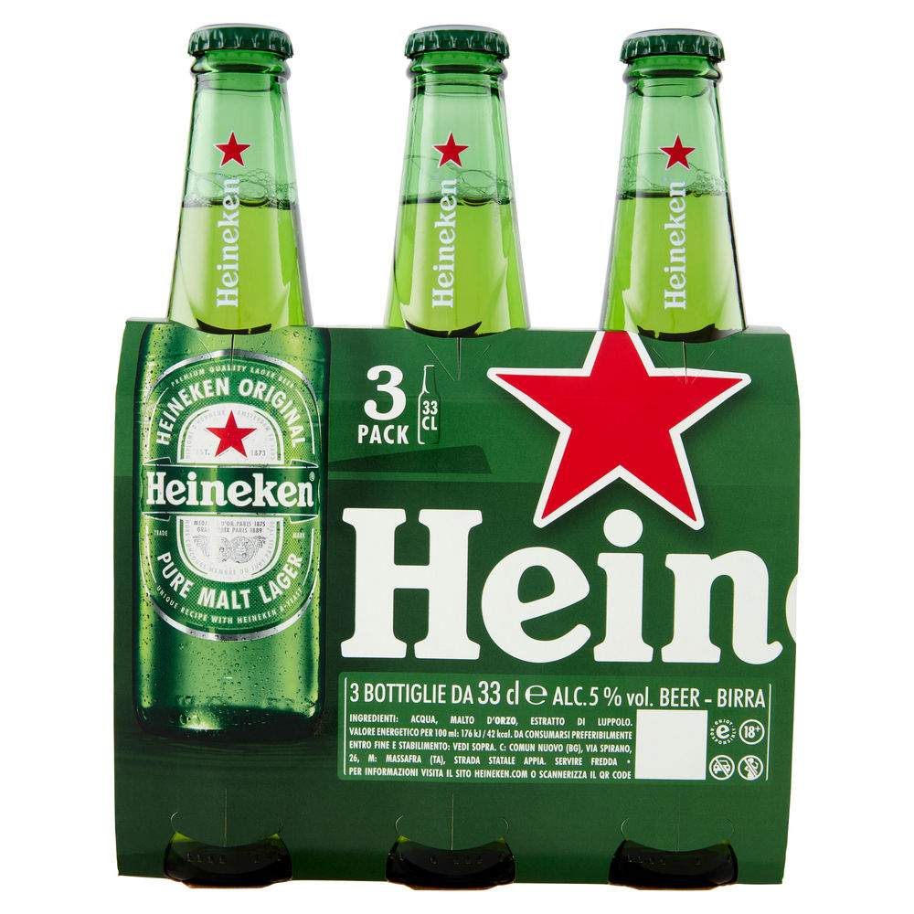 BIRRA HEINEKEN 5 GRADI BOTTIGLIA CLUSTER ML 330 X 3 - 0