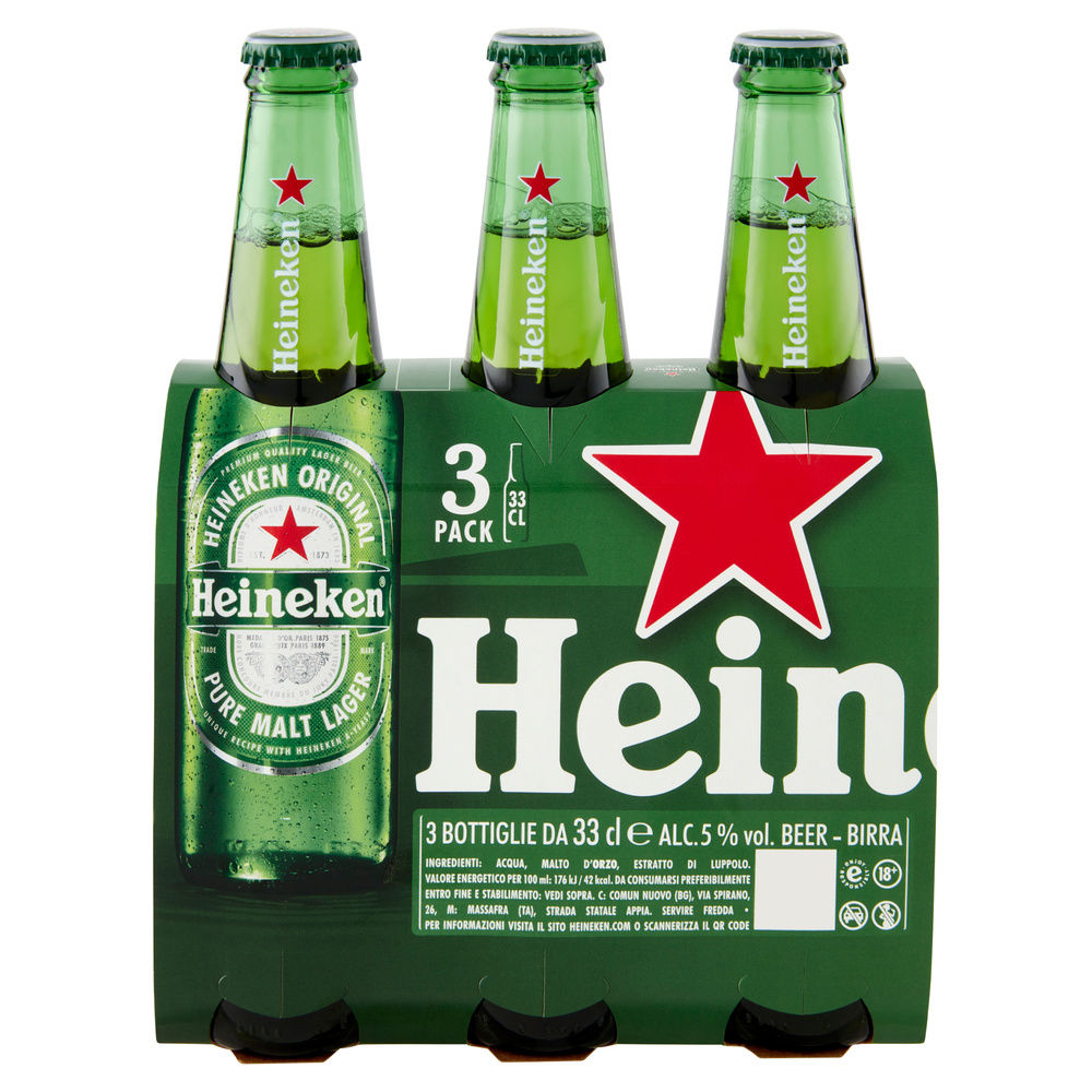 BIRRA HEINEKEN 5 GRADI BOTTIGLIA CLUSTER ML 330 X 3 - 2