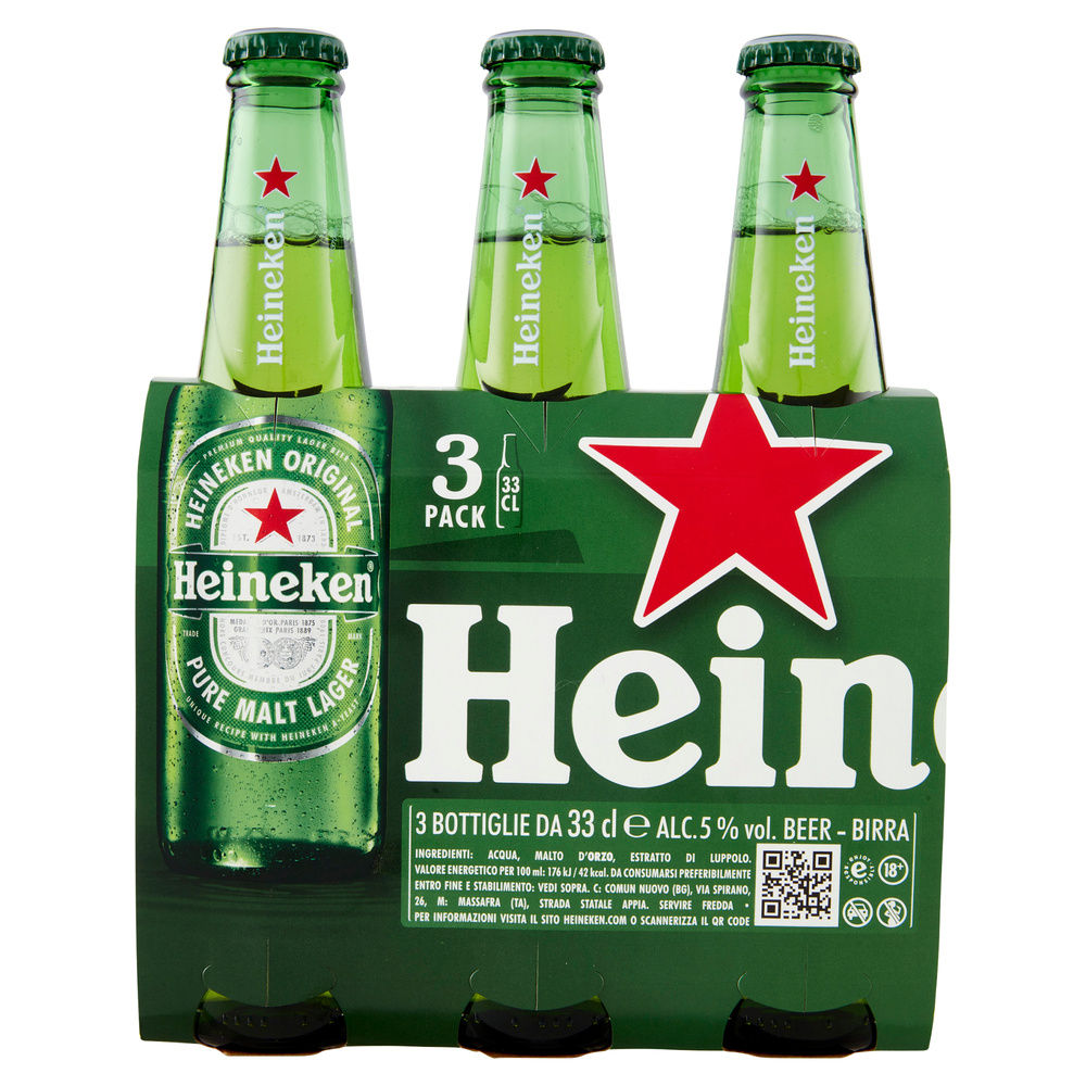 BIRRA HEINEKEN 5 GRADI BOTTIGLIA CLUSTER ML 330 X 3 - 3