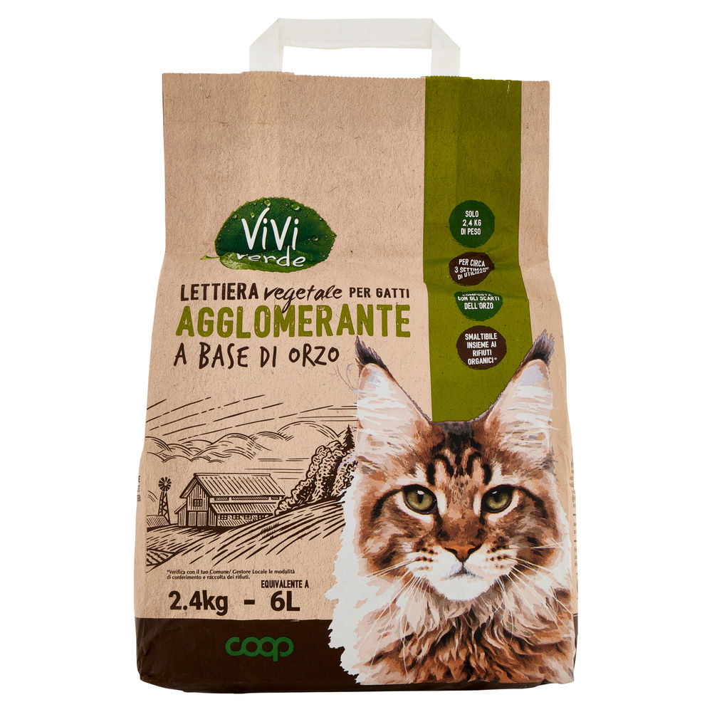 LETTIERA VEGETALE AGGLOMERANTE A BASE DI ORZO VIVI VERDE COOP SACCO 2,4 KG - 7