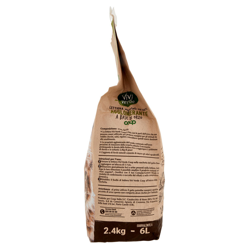 LETTIERA VEGETALE AGGLOMERANTE A BASE DI ORZO VIVI VERDE COOP SACCO 2,4 KG - 3