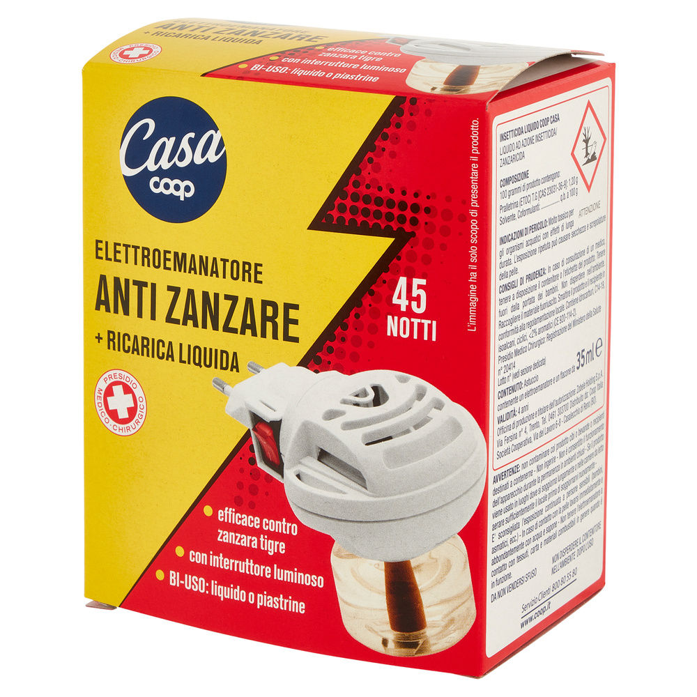 ELETTROEMANATORE INSETTICIDA COOP CASA BASE+RICARICA LIQUIDA 45 NOTTI ML 35 PZ.1 - 8