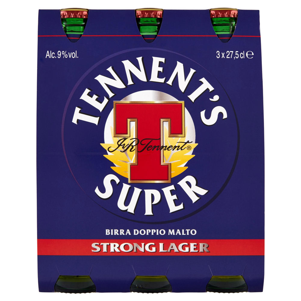 BIRRA TENNENT'S SUPER 9 GRADI CLUSTER BOTTIGLIA ML 275X3 - 0