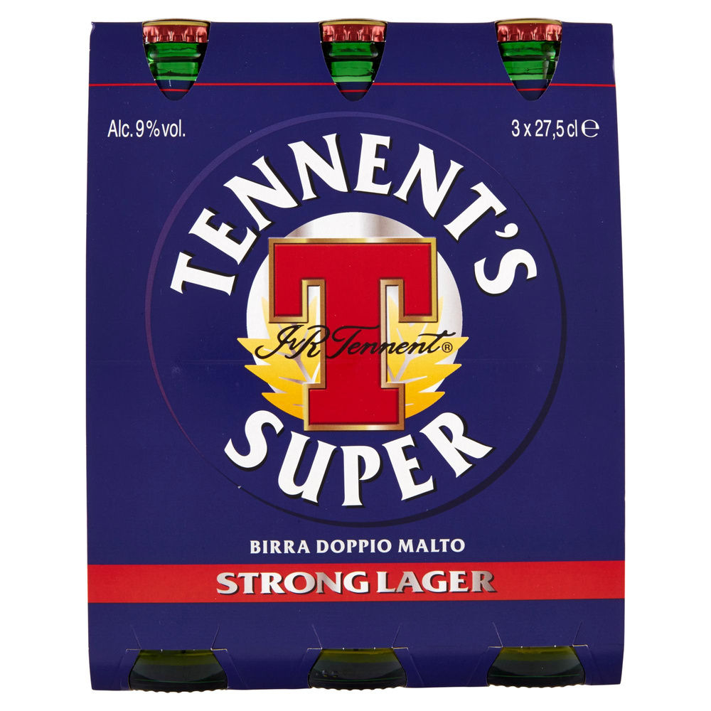 BIRRA TENNENT'S SUPER 9 GRADI CLUSTER BOTTIGLIA ML 275X3 - 2