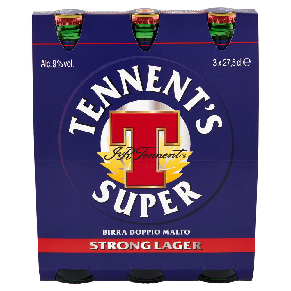 BIRRA TENNENT'S SUPER 9 GRADI CLUSTER BOTTIGLIA ML 275X3 - 4